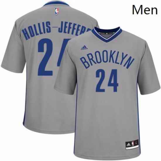 Mens Adidas Brooklyn Nets 24 Rondae Hollis Jefferson Authentic Gray Alternate NBA Jersey